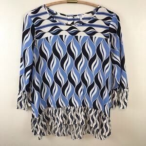 Crown & Ivy Blue & White Top Size Large